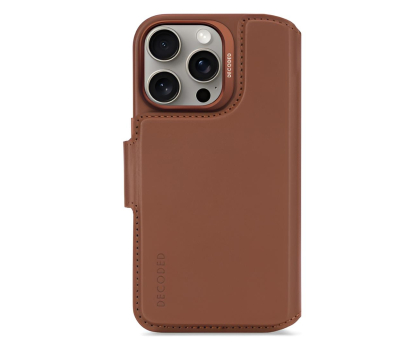 Etui do telefonów Decoded Leather Detachable Wallet iPhone 16 Pro MagSafe tan